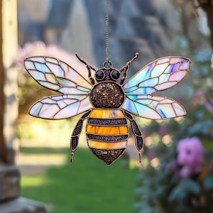 Bee Acrylic Suncatcher, Honeycomb Window Hanging Art, Nature Inspired Decor, Mother’s Day Gift, Garden Lover Ornament, Bee Window Decor